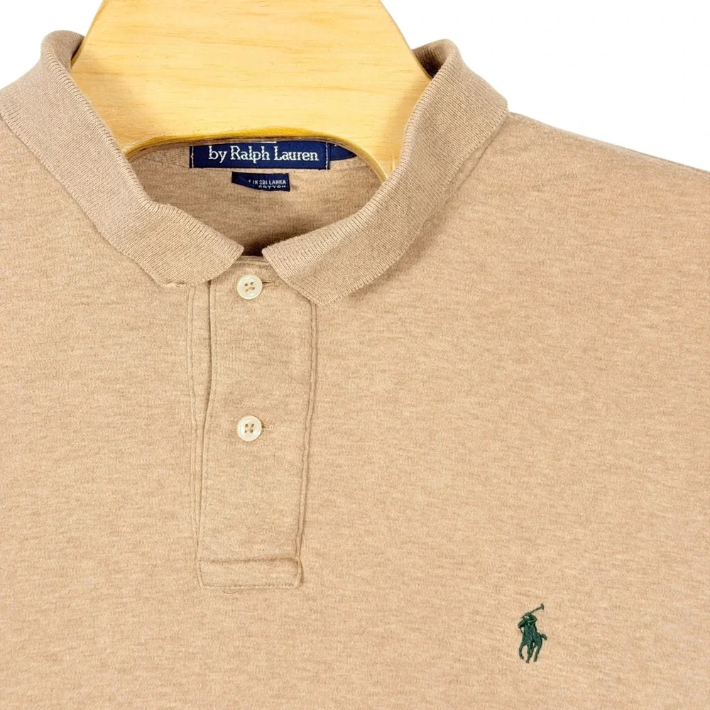 Vintage Polo Ralph Lauren Polo Shirt Men XL Tan Classic Green Pony Earthtone
